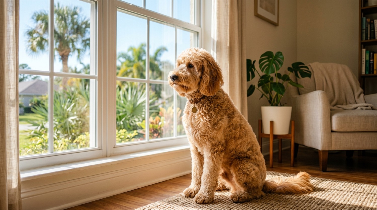 Goldendoodle dog, dog separation anxiety in Tampa, Florida