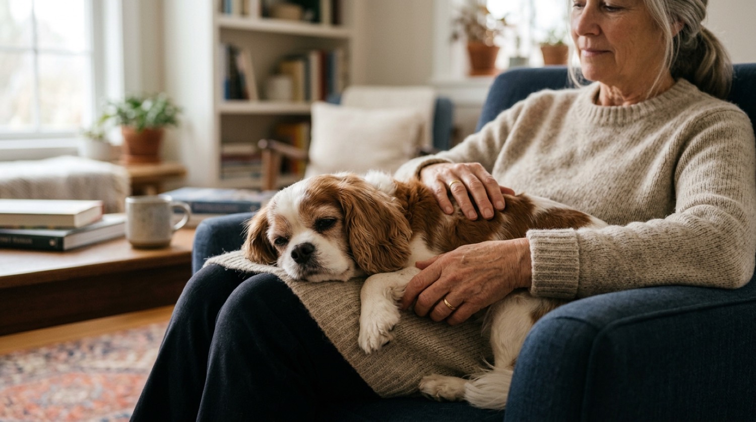 Cavalier King Charles Spaniel dog, senior dog anxiety